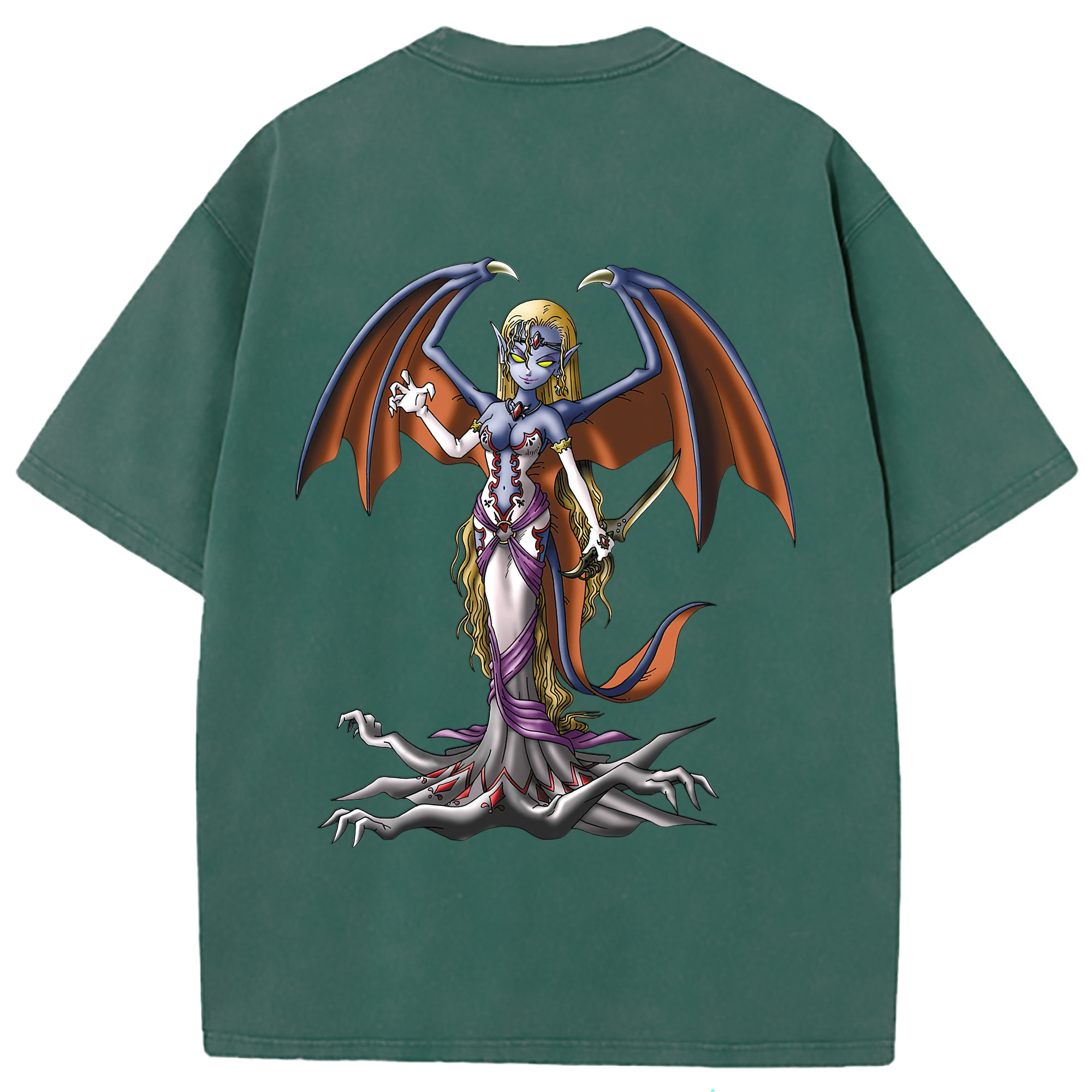（画像用） ドラゴンクエスト Doragon Kuesuto Dragon Quest 綿100% ヴィンテージ風 半袖Tシャツ（背面プリント）